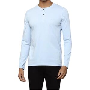 Allen Solly Men's Light‎ Blue Long Sleeve Henley Shirt  Sz XXL